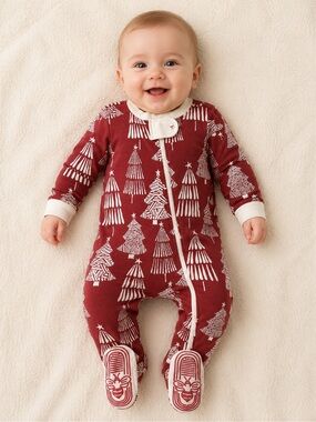 BURT’S BEES CHRISTMAS TREE SLEEP & PLAY - RED SIZE 0-3 MONTHS (NEW WITH TAGS) A2